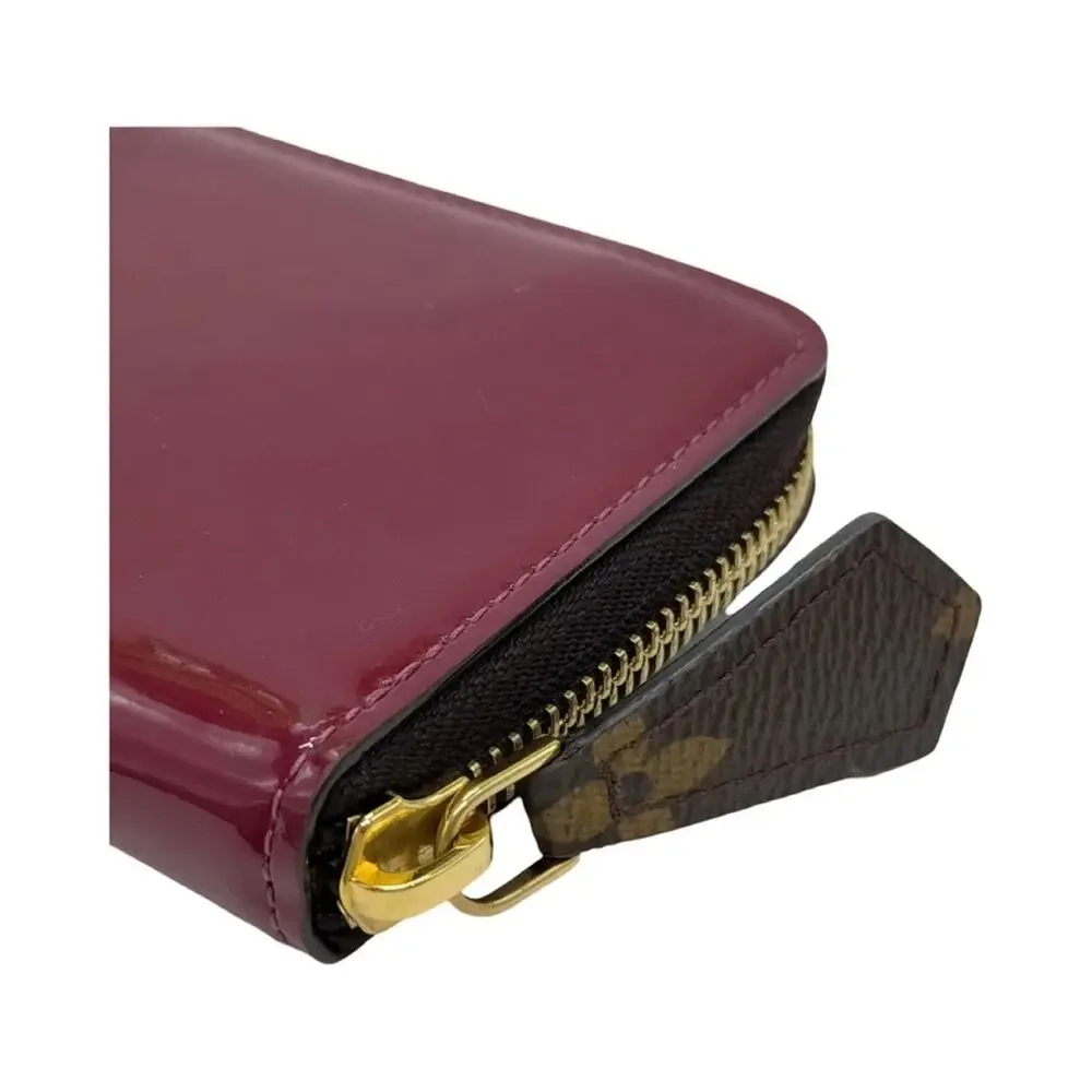 Louis Vuitton Vernis Clemence Wallet Magenta Brown Patent Leather With Dustbag